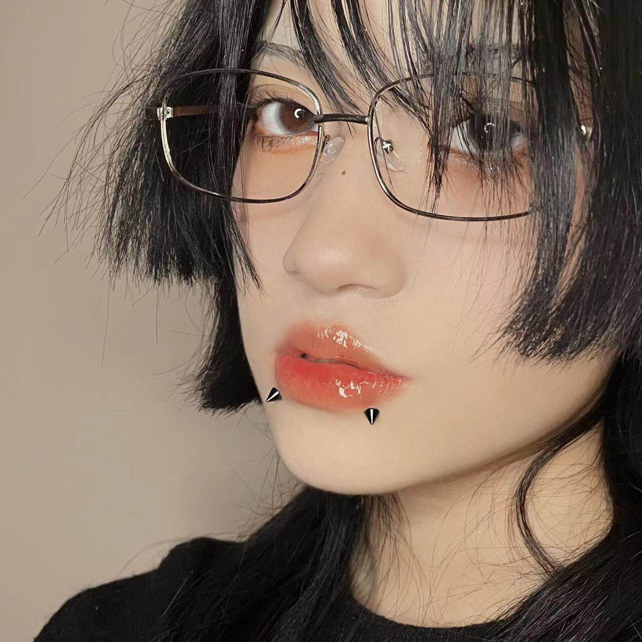 SATANS CHILD ANOTHER GOD STUD LIP STUD HOT GIRL DESIGN PUNK DIMPLE STUD EAR BONE STUD STUD EAR STUD PIERCING