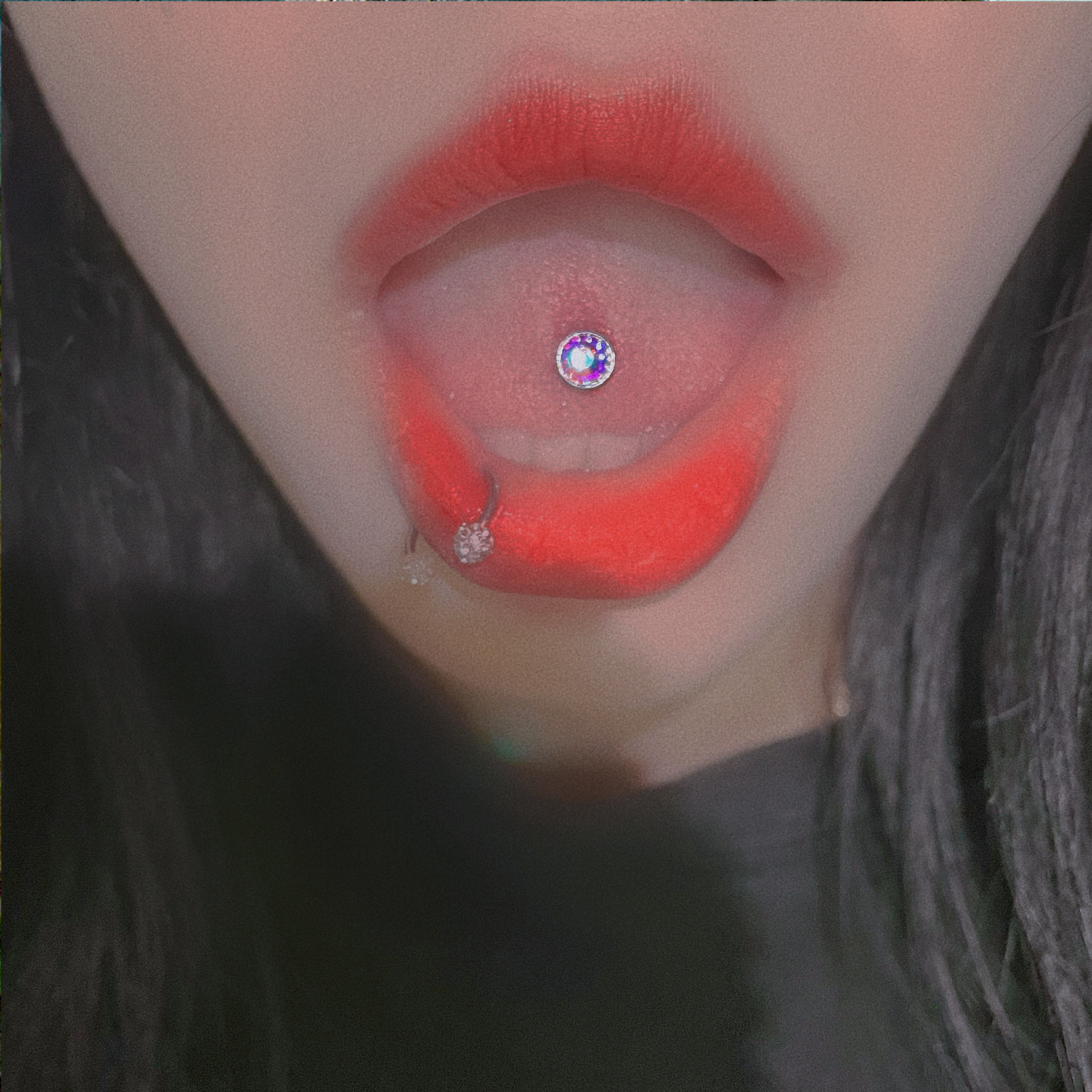 SATANS CHILD LOOKS AND COMFORTS AT THE SAME TIME TONGUE STUD TONGUE RING TITANIUM STEEL TONGUE NAIL PERFORATED JEWELRY
