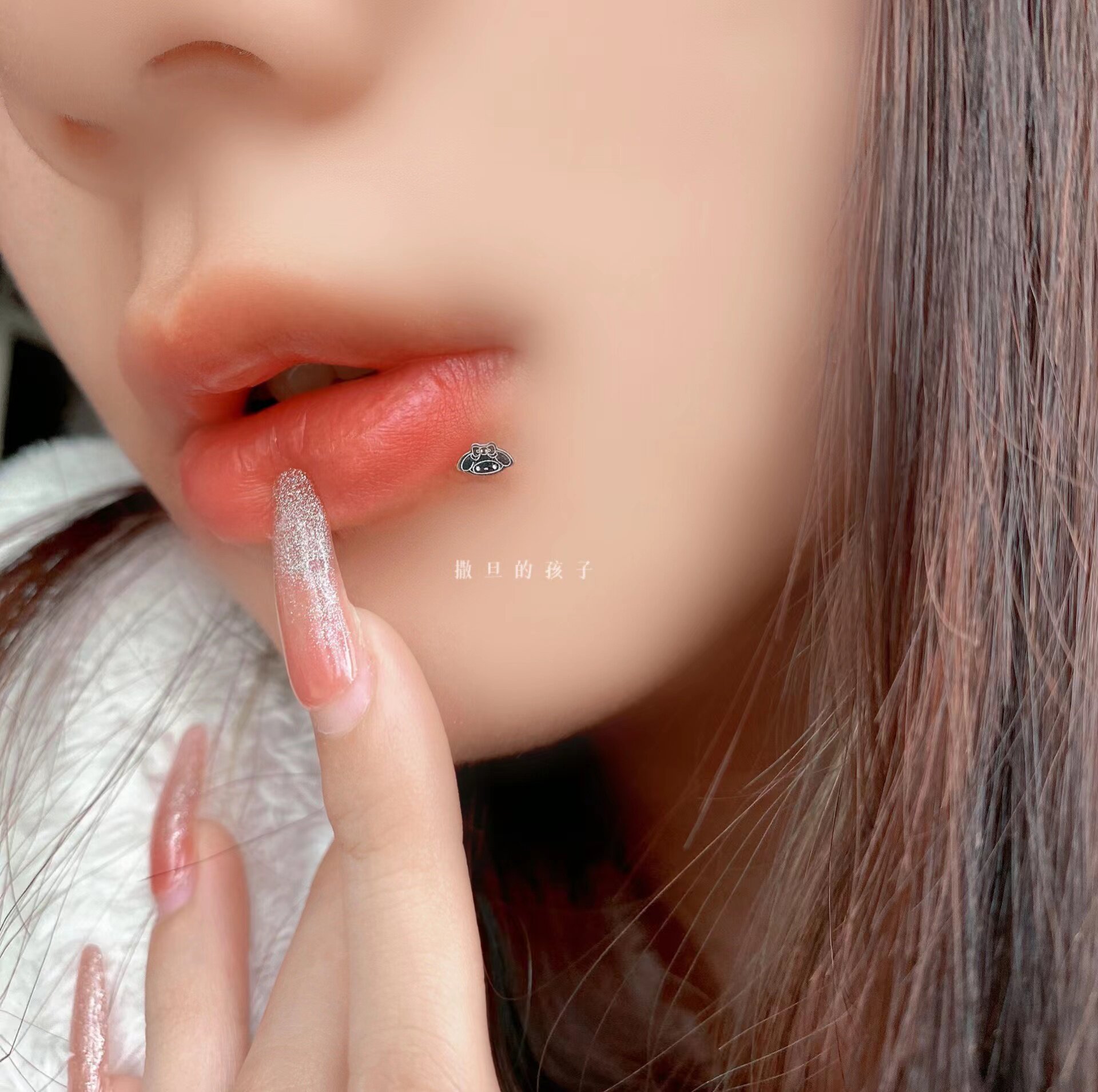SATANS CHILD: RUSH AND YOURE DONE LIP STUD SANRIO KULOMI LIP HOOP EAR BONE STUD DIMPLE STUD EARRING