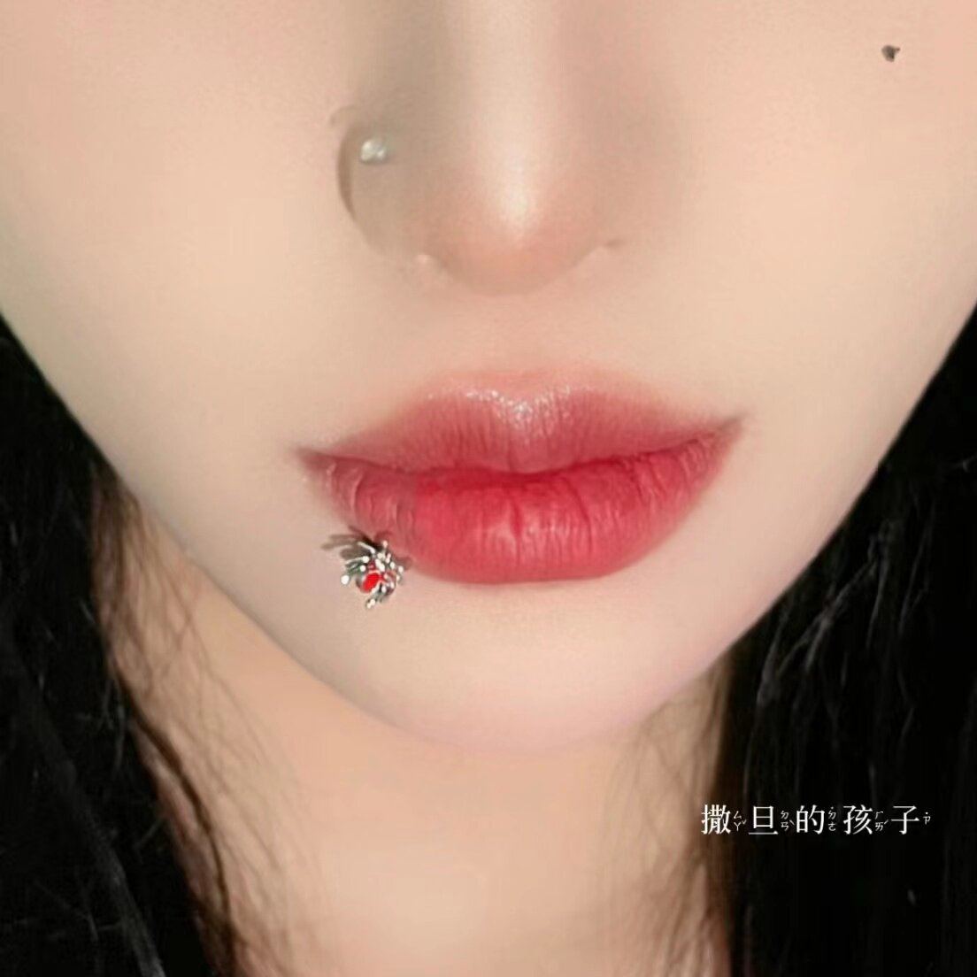 SATANS CHILD THREE-POINT SPIDER LIP STUD SPICE PUNK SWEET COOL LIP RING REPLACEMENT STUD EAR SKULL STUD PIERCING JEWELRY