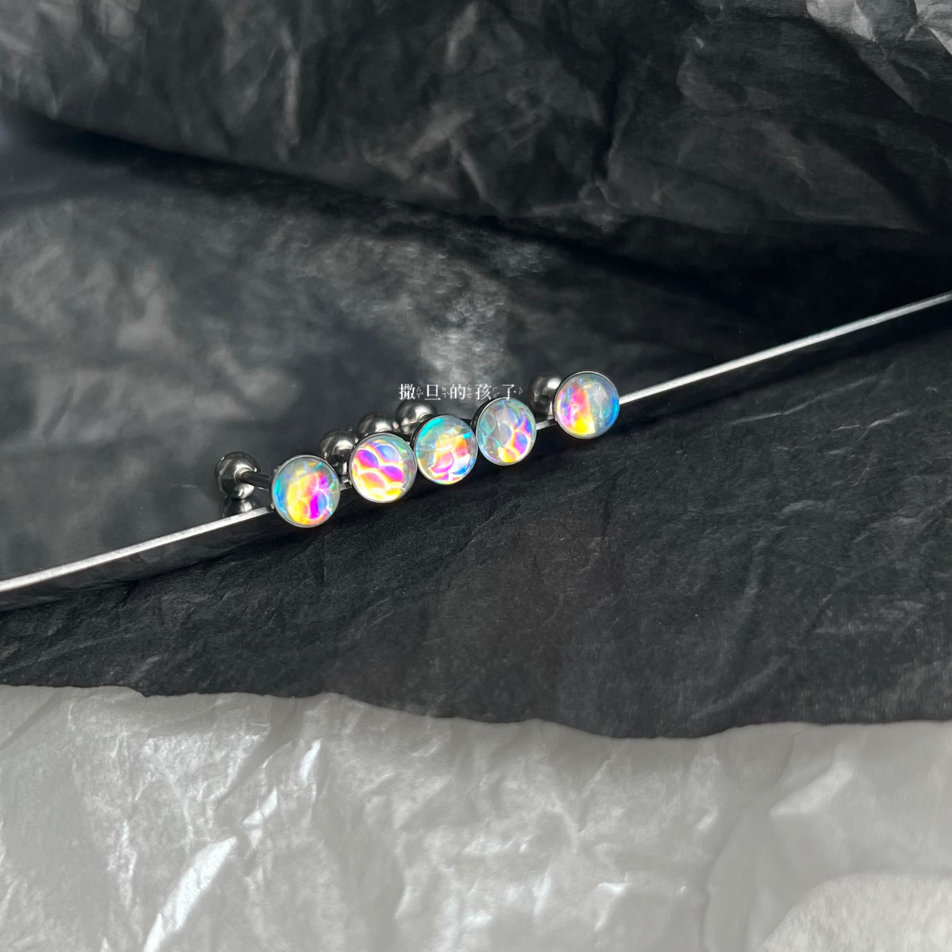 SATANS CHILD SPARKLING COMES A SHINY BUFF TONGUE STUD BABES TITANIUM TONGUE RING PIERCING JEWELRY