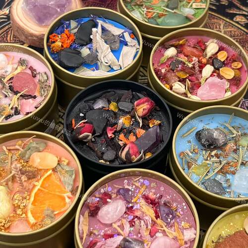 手工制作天然水晶植物精油蜡烛