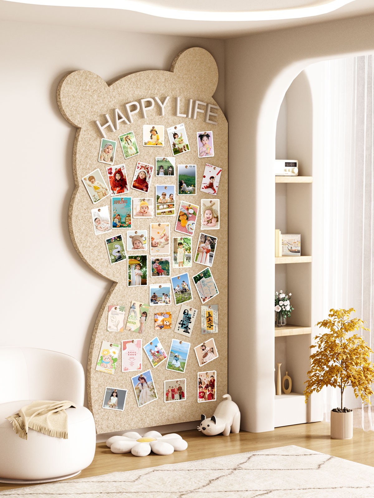 小熊羊毛毡墙贴照片墙背景板毛毡板软木板展示墙装饰创意荣誉墙墙