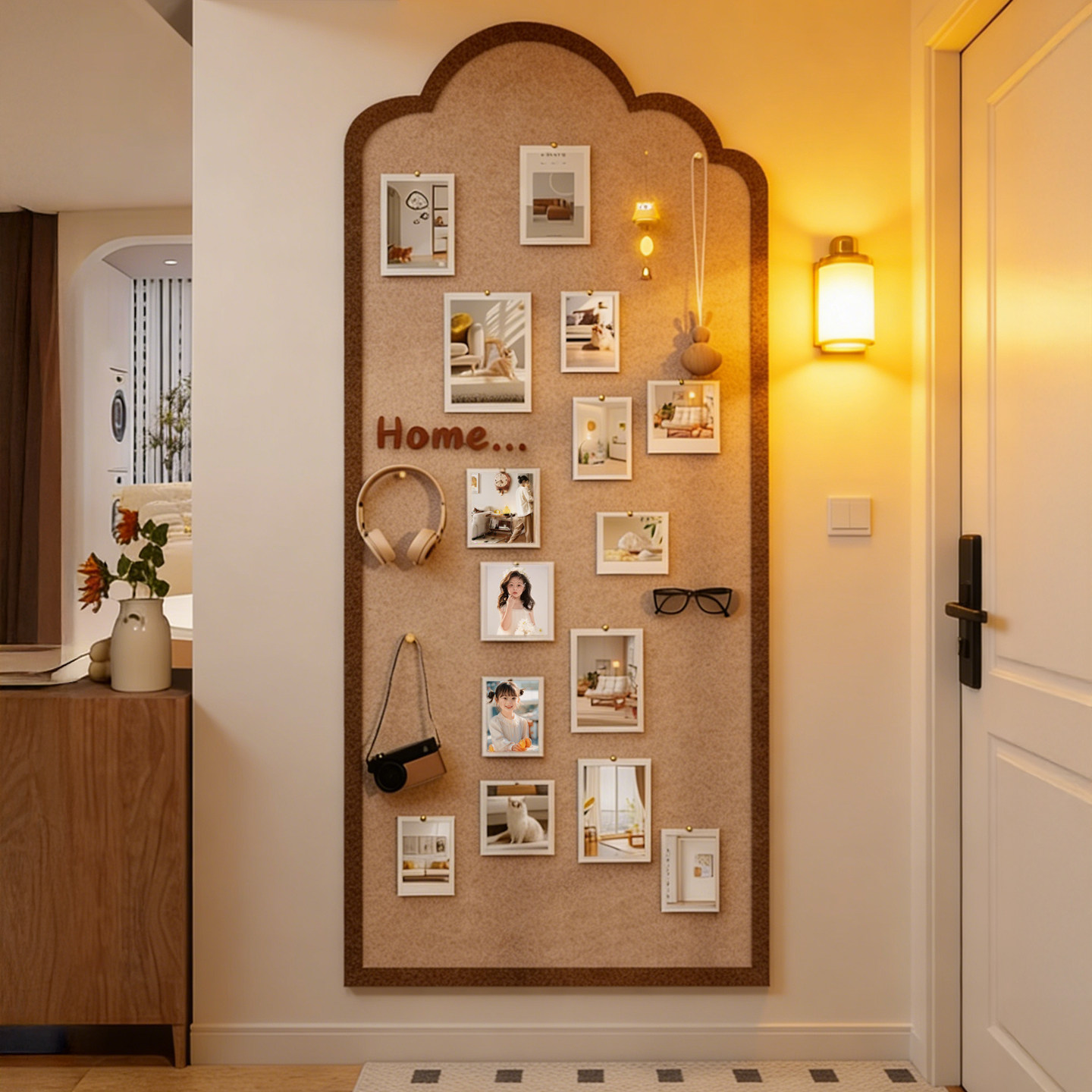 毛毡板照片墙客厅卧室墙面贴玄关置物自粘软木板拼豆羊毛毡DIY背景