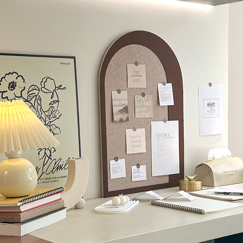 桌面拱门造型毛毡板立体墙贴照片墙背景板免打孔软木板挂墙展示板墙面