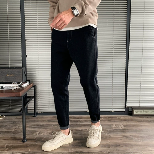 Демисезонные трендовые черные джинсы для отдыха, брендовые штаны, коллекция 2023, оверсайз, свободный прямой крой