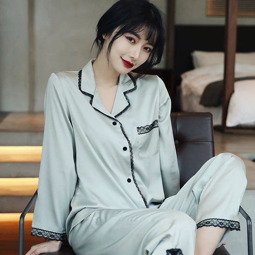 Осенняя тонкая шелковая модная пижама, комплект, коллекция 2023, в западном стиле, популярно в интернете, премиум класс