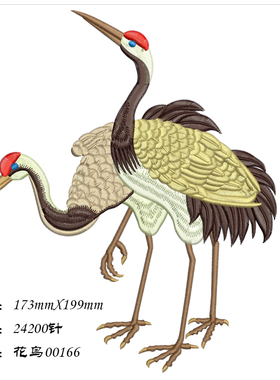 21原创设计JPG仙鹤汉服元素电脑刺绣花机制版打版打带emb工艺版带