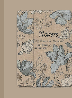 复古唯美花朵2021/20/19新款ipad适用air4/3/2气囊保护套10.2/9.7寸平板2018笔槽pro11三折mini4/5苹果123壳6