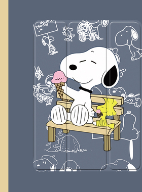 查理史努比2021/20/19新款ipad适用air4/3/2旋转保护套10.2/9.7寸平板2018带笔槽pro11三折mini4/5苹果123壳6