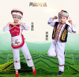 白族舞蹈服装演出服女白族头饰云南少数民族服五一六一儿童表演服