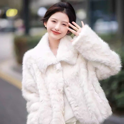 千金风皮毛一体仿水貂毛保暖外套