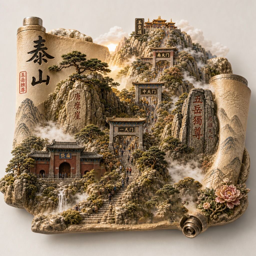 【泰山】景点金属立体浮雕冰箱贴山东旅游纪念文创伴手礼国潮装饰