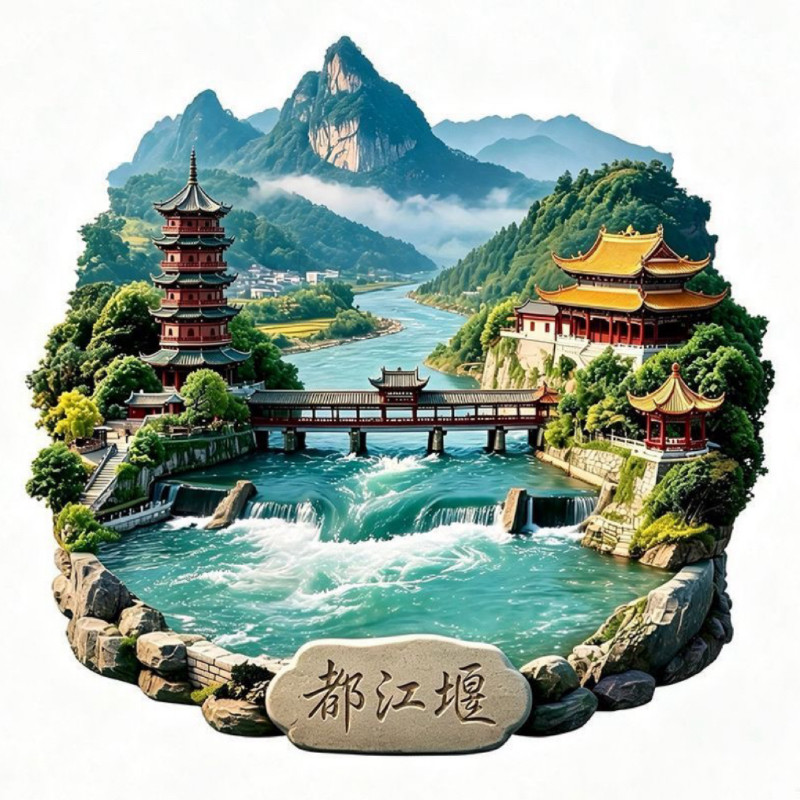 【都江堰】金属浮雕地标景区文创合金磁吸装饰旅游纪念冰箱贴