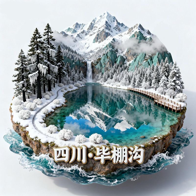【四川毕棚沟】金属浮雕地标景区文创合金磁吸装饰旅游纪念冰箱贴