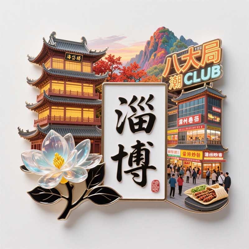 【淄博】金属浮雕地标景区文创合金磁吸装饰旅游纪念冰箱贴
