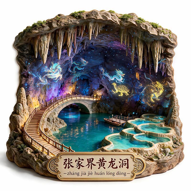 张家界黄龙洞金属冰箱贴湖南溶洞景区文创纪念品旅游伴手礼磁吸贴
