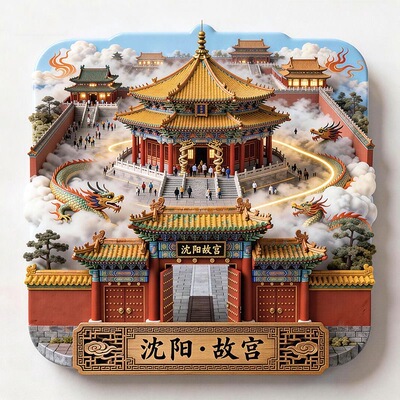 【沈阳故宫】金属浮雕地标景区文创合金磁吸装饰旅游纪念冰箱贴