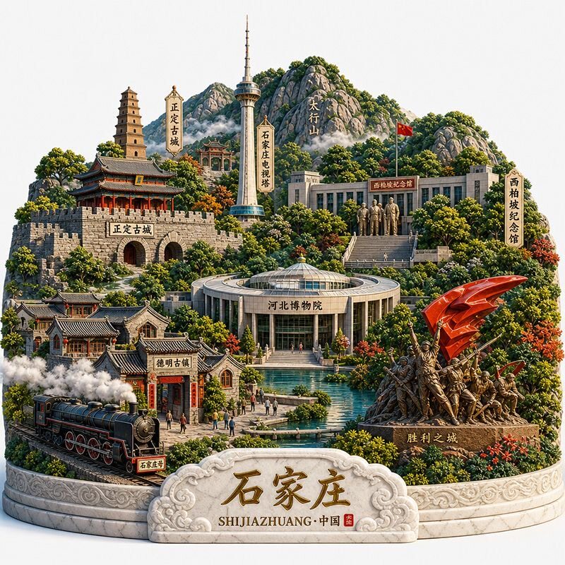 河北石家庄景点金属浮雕冰箱正定古城旅游纪念品文创伴手礼装饰