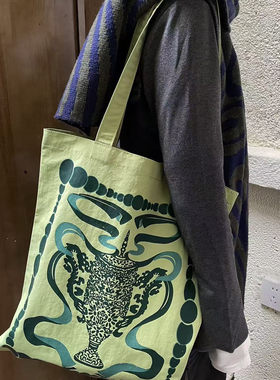 BornToChaos轻量化双面印花托特包便携可折叠大容量薄款环保袋