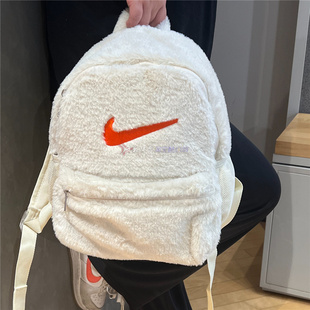 Nike 113 儿童大Logo拉链口袋人造皮草毛绒运动休闲双肩包FZ1330