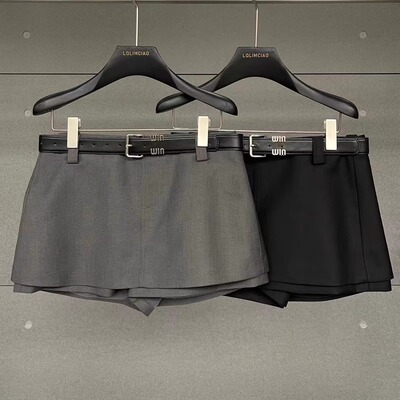 系带高腰防走光打底西装裤裙女春