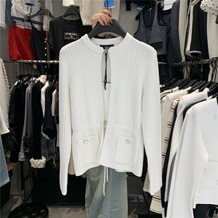 DH2026春季新款韩版小众设计气质立领系带收腰小香风针织毛衣外套