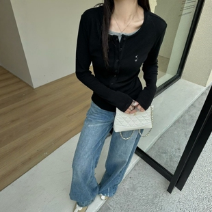 2026春季新款韩版小众设计感撞色拼接假两件打底衫T恤气质上衣女