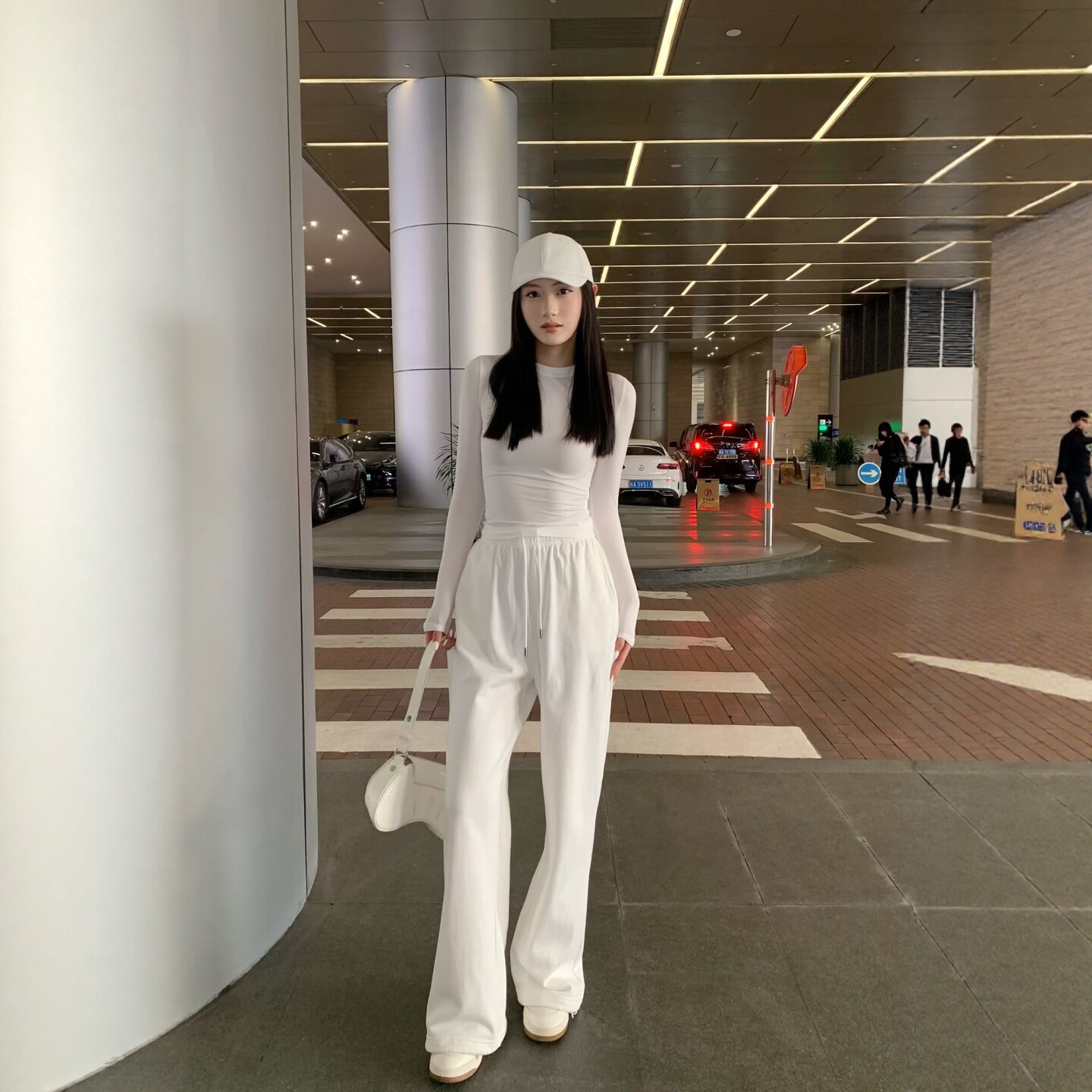 打底长袖T恤女松紧腰阔腿裤套装