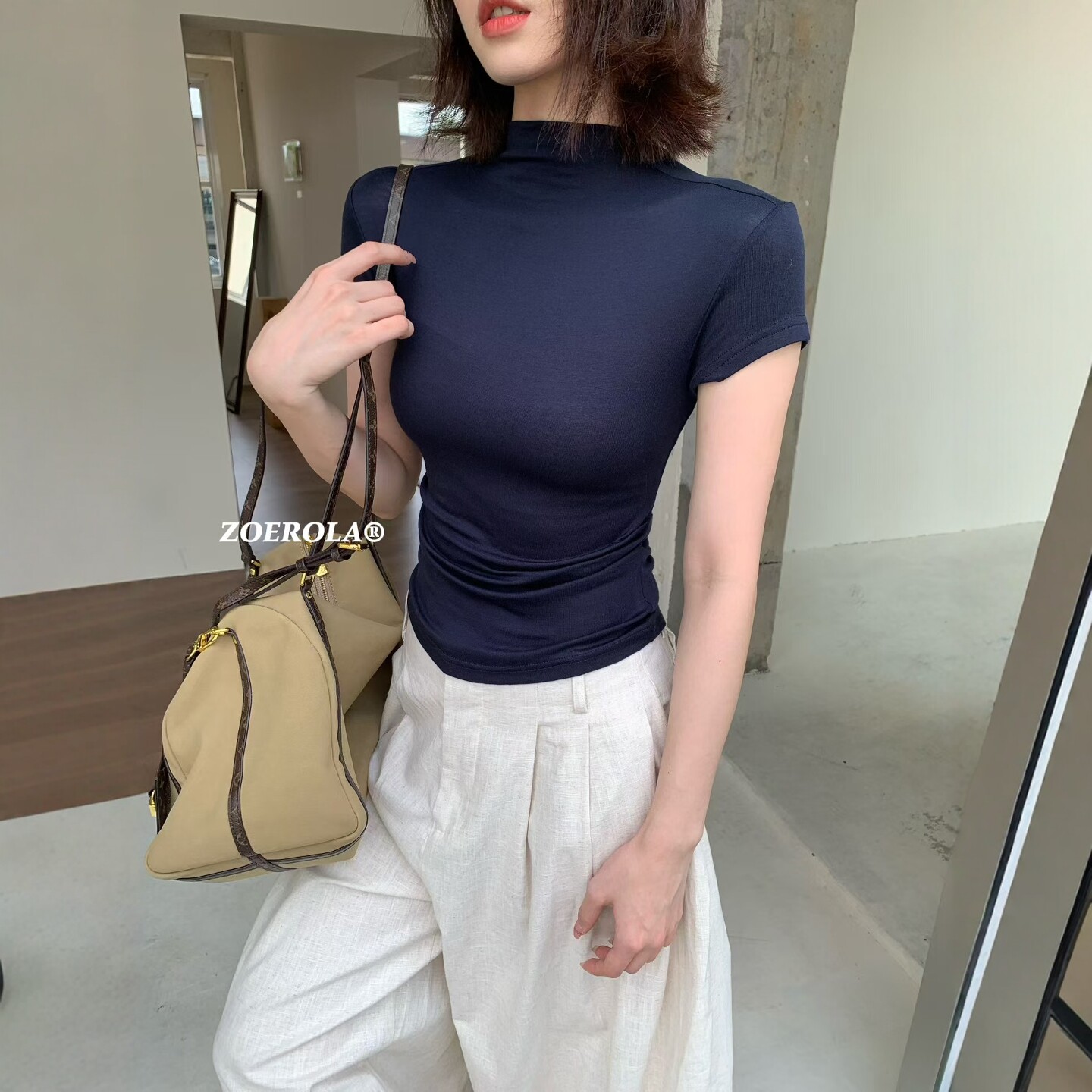 弹力显瘦百搭辣妹短袖T恤女