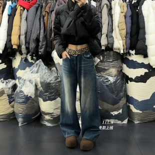 高腰显瘦洗水复古加绒加厚百搭牛仔裤 2025冬季 女韩版 直筒裤 新款