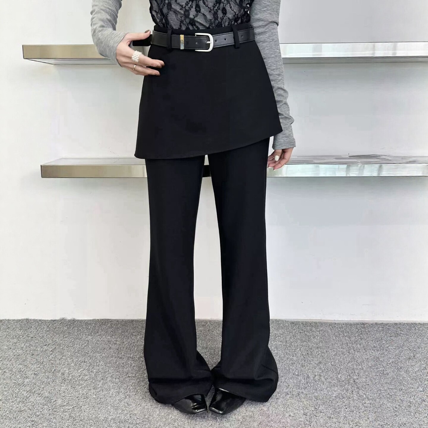 拖地西装裤女2026春季新款设计感屁帘高腰显瘦百搭垂感阔腿休闲裤