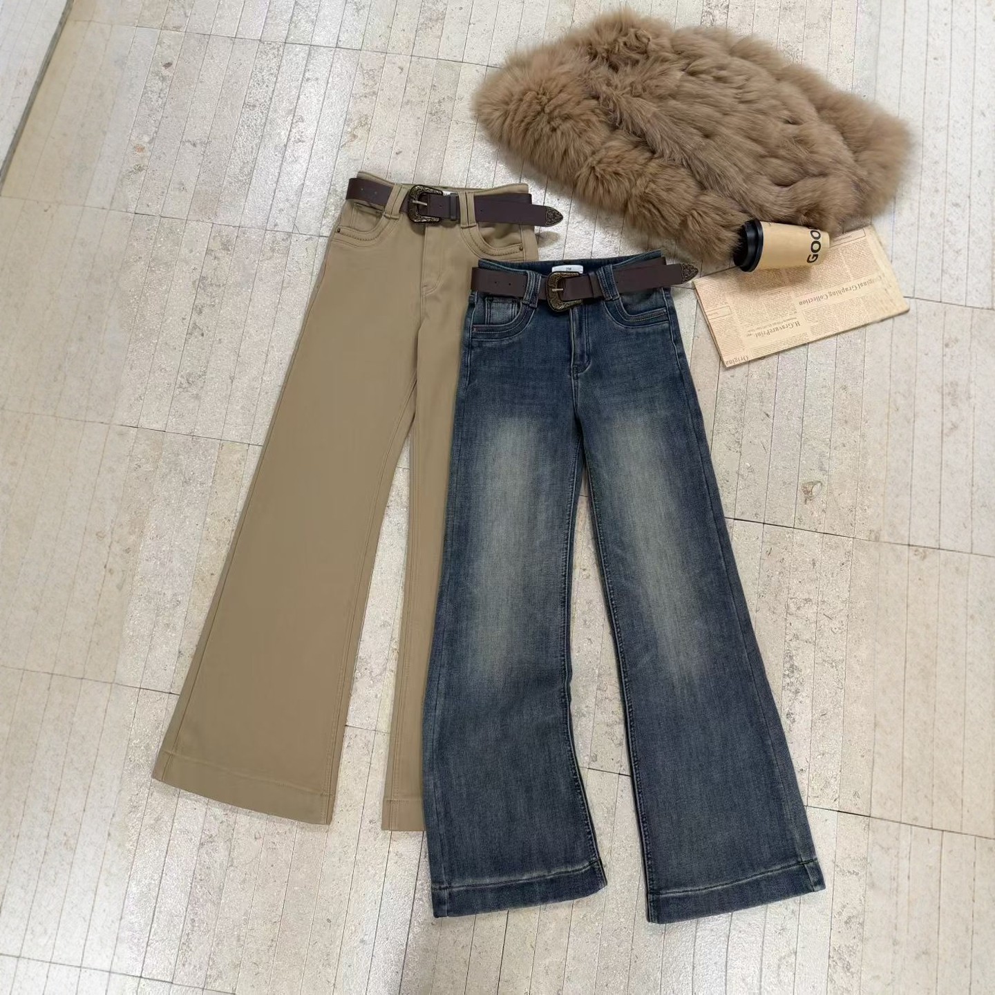 2025冬季新款微喇裤女韩版小众设计修身显瘦加绒加厚百搭牛仔裤潮,女装/女士精品,休闲裤,淘宝优惠券,粉丝福利购,淘宝优惠卷