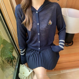 百搭显瘦针织开衫 2025早秋新款 刺绣连帽长袖 韩版 上衣 小众设计个性