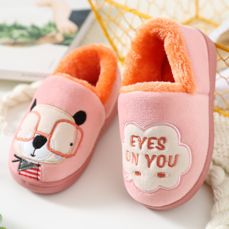 Pantoufles enfants en suède pour hiver - semelle plastique - Ref 1032181 Image 4