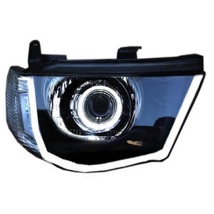 三菱L200大灯总成改装 激光大灯流水前大灯LED灯海5双光透镜适用于