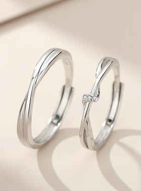 新款S925莫比乌斯环纯银对戒情侣款小众设计结婚戒指一对生日礼物