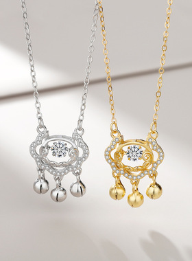 S925银灵动平安锁小锁项链女小众设计轻奢长命锁本命年送生日礼物