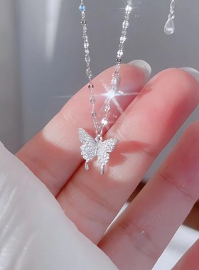 S925纯银蝴蝶项链女小红书博主同款小众轻奢七夕情人节礼物送女友