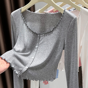 木耳边圆领针织防晒开衫女夏季新款小披肩配吊带裙外搭罩衫短款