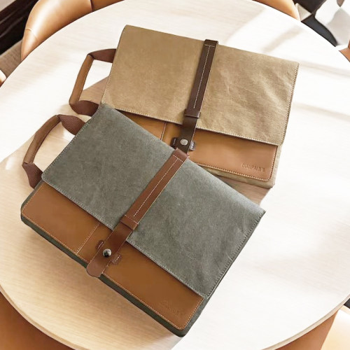 【水洗牛皮纸】多功能电脑包