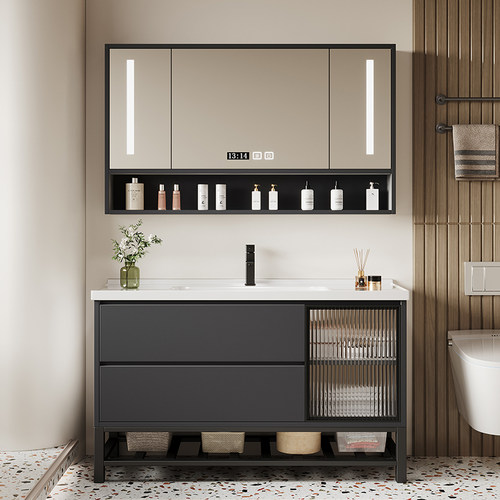 新款浴室柜组合一体陶瓷盆卫生间洗手盆洗脸盆简约洗漱台盆落地式