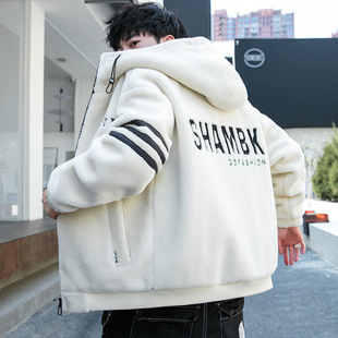 潮流连帽棉袄子 宽松休闲加绒加厚保暖棉衣外套秋冬款 棉服男款 冬季