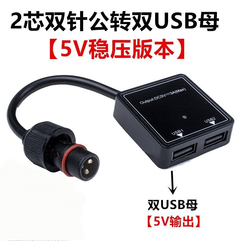 DC双孔转双USB母转接线
