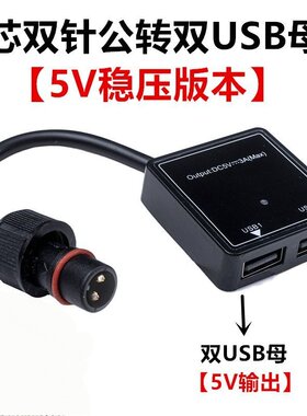DC双孔转双USB母转接线