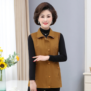 n85春秋妈妈马夹秋外穿翻领马甲女收腰中老年薄款 外套 坎肩c91短款