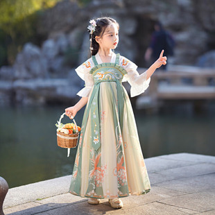 春秋超仙国学汉服女款儿童古装中国风公主襦裙连衣裙明制古风唐装