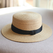轻奢手工拉菲草平顶平檐简约防晒度假遮阳逛街草帽子女夏出游度假