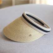 疏影同款 天然拉菲草辫防晒空顶草帽女夏发箍遮阳防晒逛街鸭舌帽子