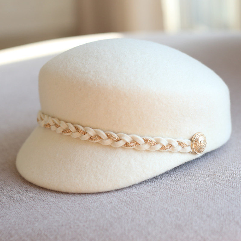 秋冬日系羊毛呢手编链子复古鸭舌帽马术帽棒球帽时装毡帽子女逛街,服饰配件/皮带/帽子/围巾,帽子,淘宝优惠券,粉丝福利购,淘宝优惠卷